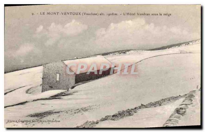 Old Postcard Mont Ventoux Vaucluse Hotel Vendran in the Snow