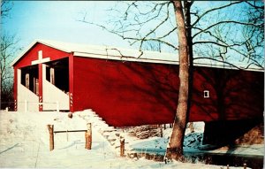 Ohio Covered Bridge Double Barreled Eaton Preble County  Vintage Postcard OH