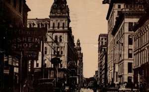 c. 1910 Downtown Madison Ave Drestill Dentist Cars Signs Toledo, OH Postcard P15