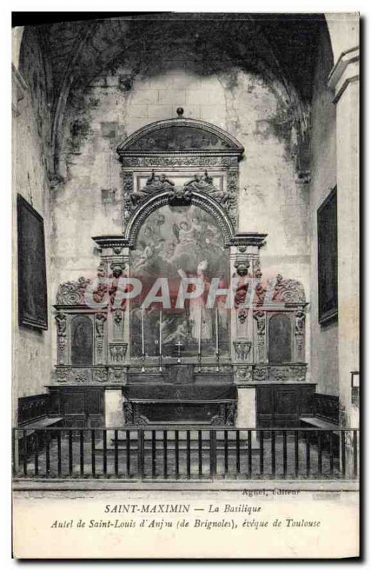 Postcard Old Saint Maximin Basilica Altar of St. Louis of Anjou Brignole bish...