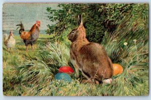1907 Easter Eggs Bunny Rabbit Chicken Hen Philadelphia PA Antique Postcard