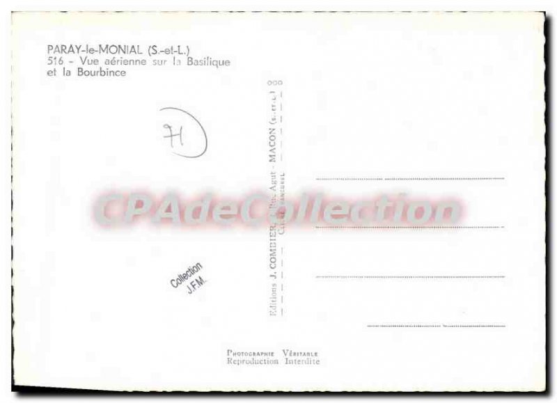 Modern Postcard Paray Monial S and L Aerial view of the Basilica and Bourbince
