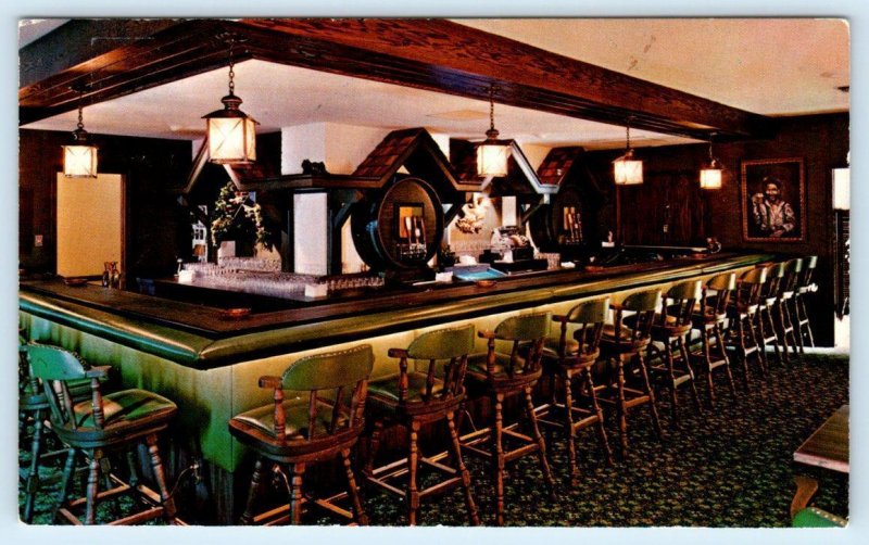 BROOKFIELD, Wisconsin WI ~ Oak Room THE VILLAGE PUMP Bar Interior 1960s Postcard