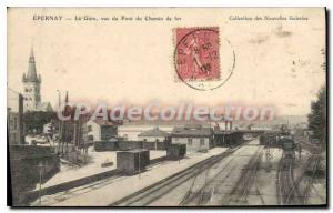 Old Postcard Epernay La Gare View Du Pont du Chemin de Fer