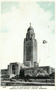 Vintage Postcard 1930 Washington's Drawing of Nebraska State Capital Lincoln NE 