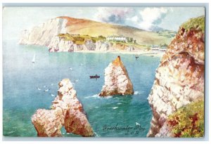 c1910 Boat Scene Freshwater Bay Isle of Wight England Oilette Tuck Art Postcard