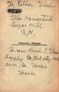 WW1 1918 France 21st Artillery Regiment  Sugar Hill New Hampshire Lace Postcard