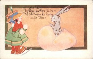 Easter Children Bunny Rabbit Egg Hatch c1900s-10s Postcard