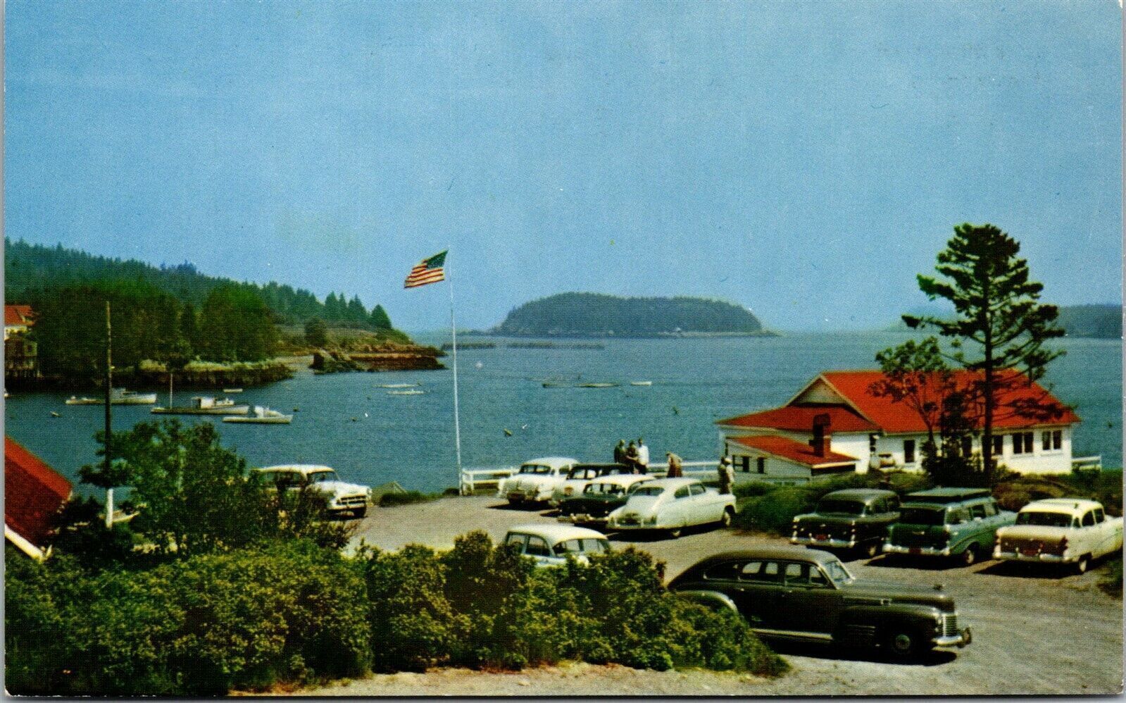 Vtg Cutler Maine ME Harbor View Restaurant Old Cars 1950s Postcard United States Maine