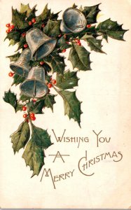 Christmas Wishes With Silver Bells and Holly