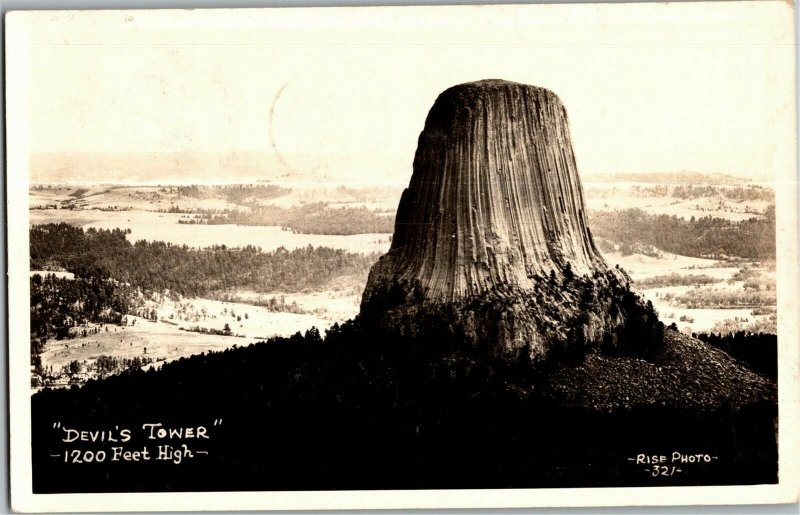 RPPC Devil's Tower National Monument WY Vintage Postcard D01 