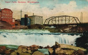 USA Upper Falls Spokane Washington Vintage Postcard 08.99