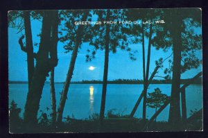 Fond Du Lac, Wisconsin/WI Postcard, Moonlight Over Lake