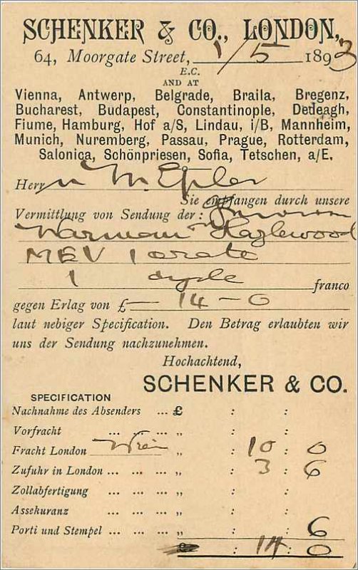 Entier Postal Stationery 1p London in 1893 for Vienna