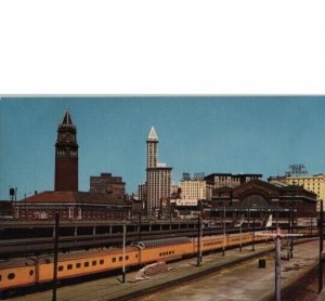 Seattle Railroad Depots King Street Station Smith Tower Center Postcard