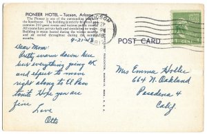 Pioneer Hotel, Tucson, Arizona 1948 to Pasadena,California, Prexie coil