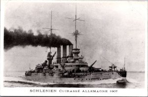 Schlesien Cuirasse Allemagne 1907 Battleship RPPC C013