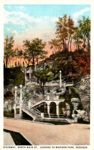 Iowa Dubuque North Main Street Stairway Leading To Madison Park Curteich