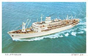Aerial view showing S.S. Jerusalem at sea large ship antique pc Z33337