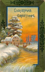Christmas Greetings, Landscape In Snow, AA374-4