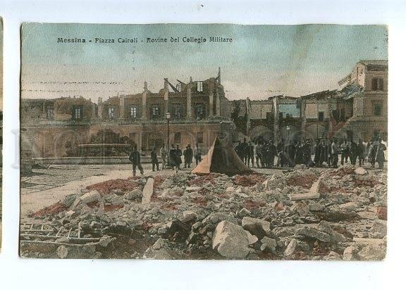 129641 Italy MESSINA earthquake Ruins of Military College OLD