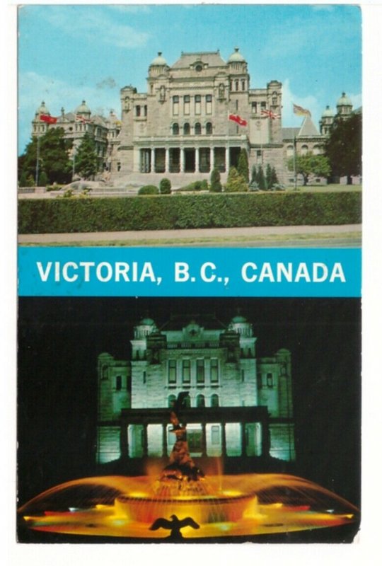 Rear View, Parliament Buildings, Victoria, BC, Vintage Chrome Multiview Postcard