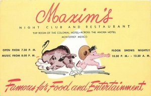 Mexico 1940s Comic Humor Maxim's Advertising Entertainment  Postcard 22-5095