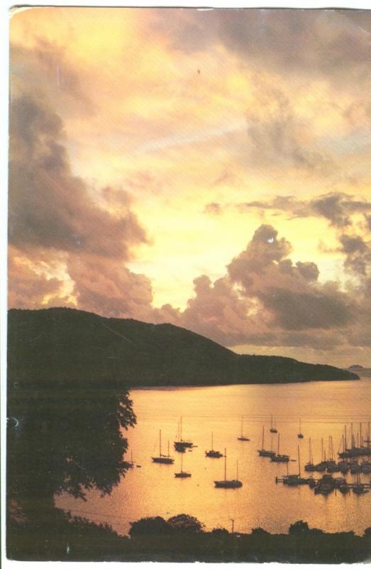 Sunrise over Road Harbour, Tortola, British Virgin Islands, unused Postcard