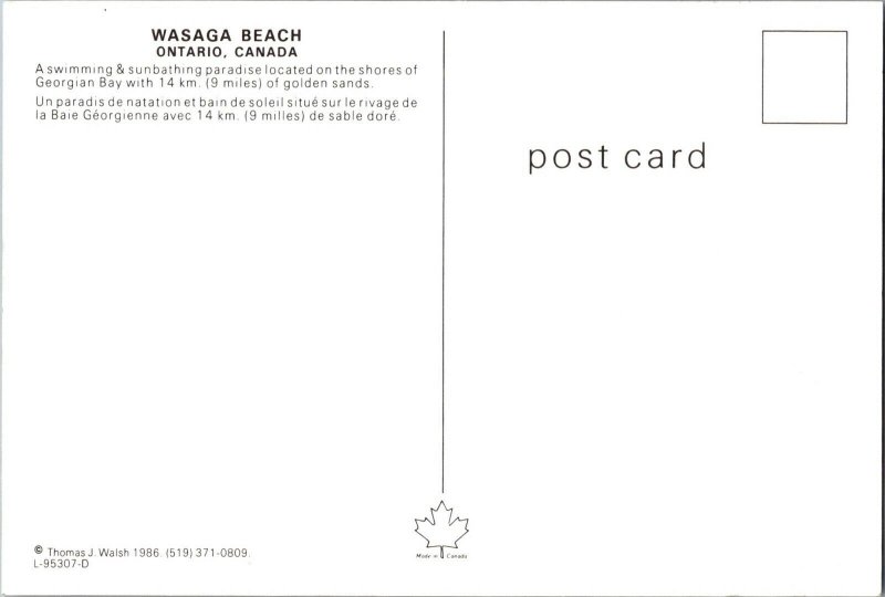 Vintage Postcard, Wasaga Beach,  Ontario, Canada.    ct5