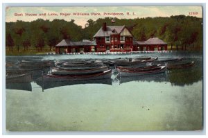 Providence Rhode Island RI Postcard Boat House And Lake Roger Williams Park 1911