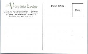 ALEXANDRIA, VA Virginia    The VIRGINIA LODGE    c1940s   Roadside     Postcard