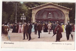 P381 JL postcard old germany wiesbaden musikpavillon im cugarten