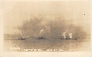 RPPC Battle of Rio July 4th, 1917 Ocean Liner Ships Vintage Postcard