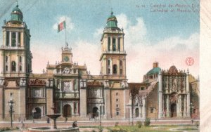 Vintage Postcard Cathedral Parish Church Historical Building Mexico City Mexico 