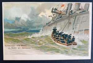 Mint Germany Color Picture Postcard On board In Rough Seas