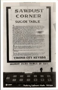 RP Postcard Sawdust Corner Suicide Table Virginia City Nevada Faro Table~555