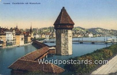 Kapellbrucke mit Wasserturm Luzern Swizerland Unused 