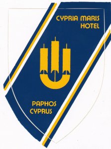 Cyprus Paphos Cypria Maris Hotel Vintage Luggage Label sk3179