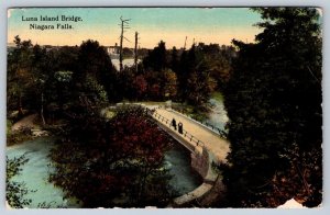 Luna Island Bridge, Niagara Falls New York, Antique 1912 Postcard, Flag Cancel