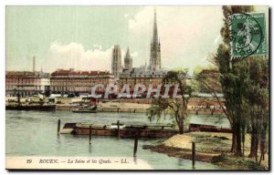 The Rouen-Seine and the boat Quais- -Carte Old Post