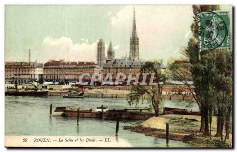 The Rouen-Seine and the boat Quais- -Carte Old Post
