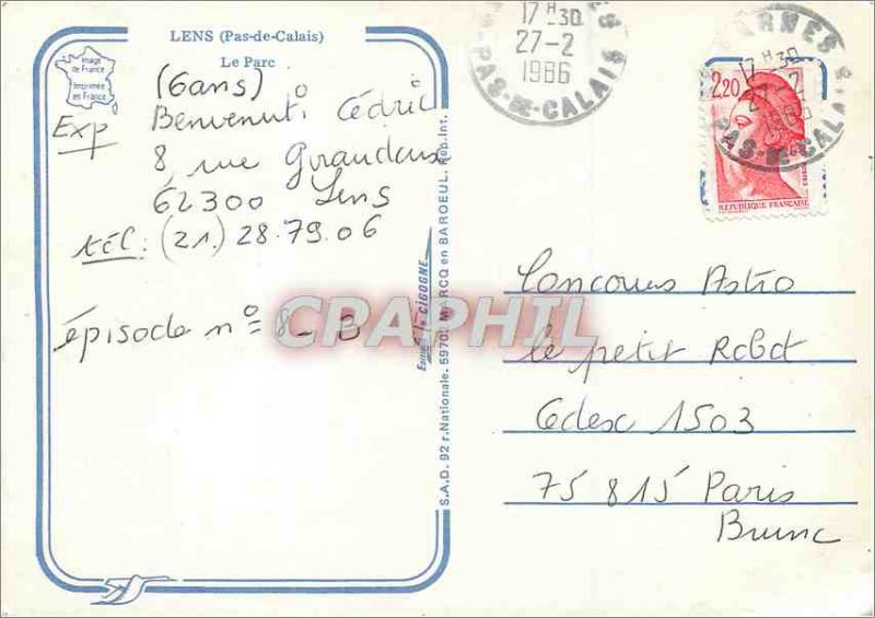 Postcard Modern Lens (Pas de Calais) Park