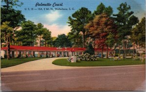 Linen Postcard Palmetto Court in Walterboro, South Carolina~2884