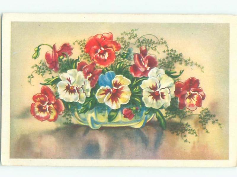 Very Old Foreign Postcard BEAUTIFUL FLOWERS SCENE AA4255