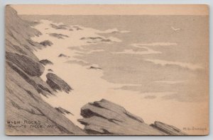 High Rocks Prouts Neck ME Artist Maxwell Savage Worcester Mass Postcard E31