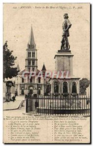 Old Postcard Statue of King Rene Angers and & # 39Eglise