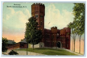 1913 Armory Building South Amsterdam New York NY Posted Antique Postcard