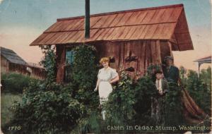 Cabin in Cedar Stump Washington WA Woman Family Home Unused Postcard D33