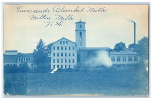 c1905 Townsends Blanket Mills Milton Milk NH Cyanotype RPPC Photo Postcard