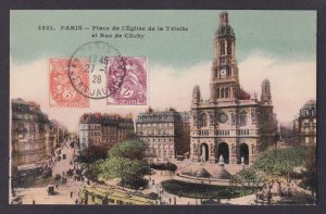 FRANCE, Postcard, Paris, Place de l’Église de la Trinite and Rue de Clichy